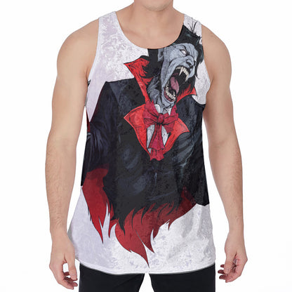 Halloween Evil Vampire Print Men's Velvet Tank Top