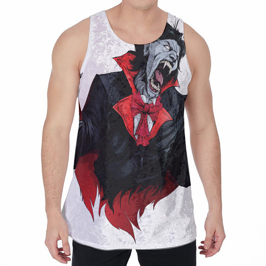 Halloween Evil Vampire Print Men's Velvet Tank Top