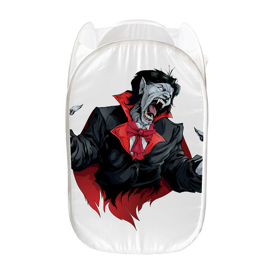 Halloween Evil Vampire Print Mesh Laundry Hamper