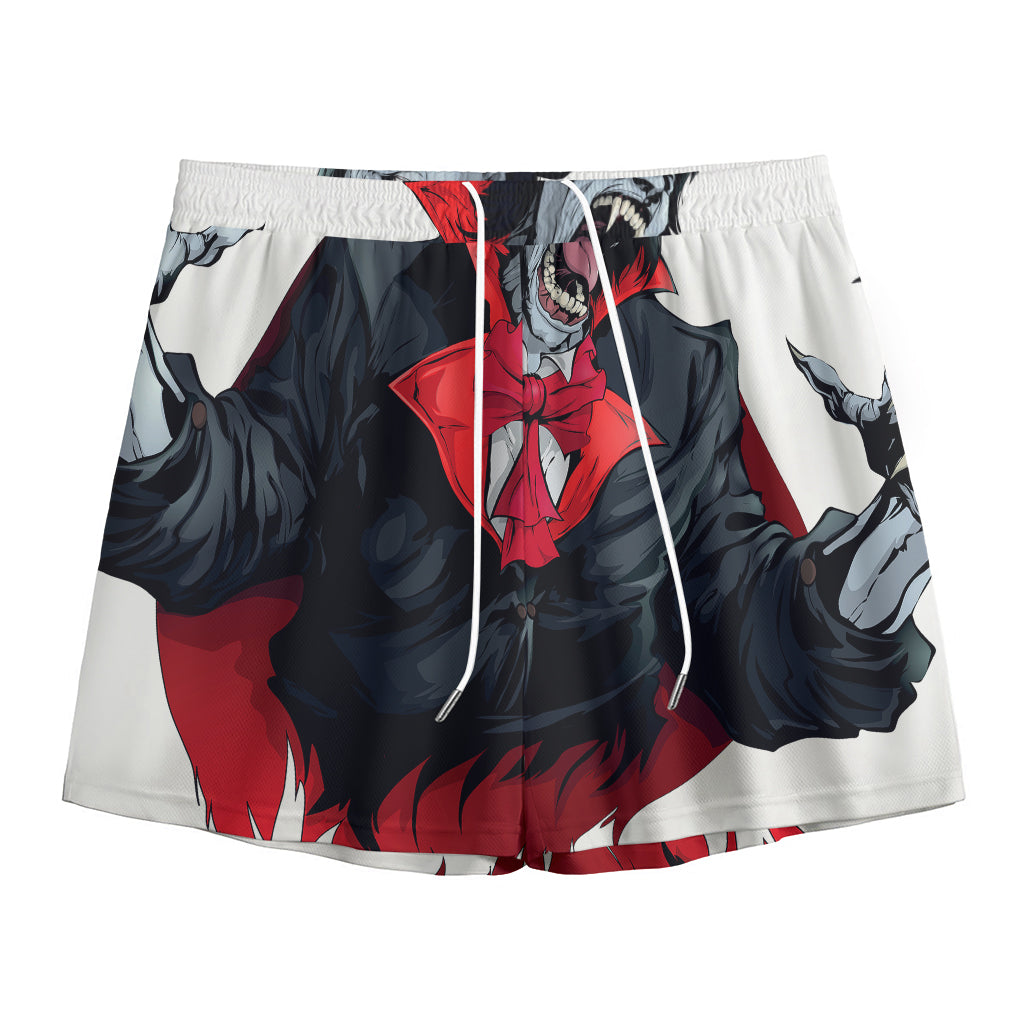Halloween Evil Vampire Print Mesh Shorts
