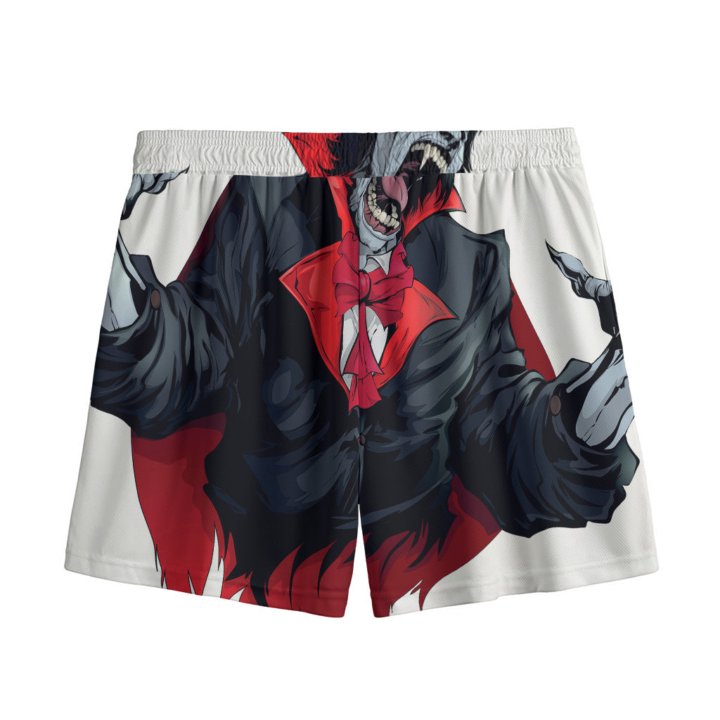 Halloween Evil Vampire Print Mesh Shorts
