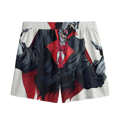 Halloween Evil Vampire Print Mesh Shorts