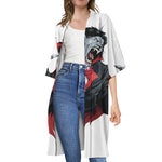 Halloween Evil Vampire Print Open Front Beach Cover Up