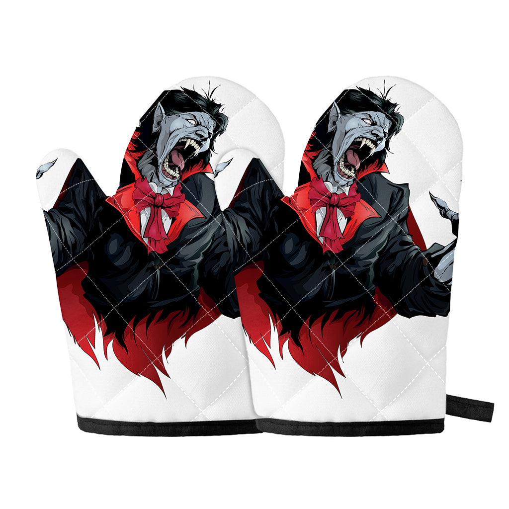 Halloween Evil Vampire Print Oven Mitts