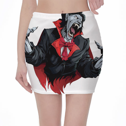 Halloween Evil Vampire Print Pencil Mini Skirt