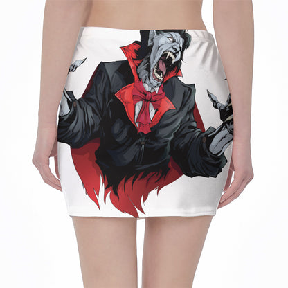 Halloween Evil Vampire Print Pencil Mini Skirt