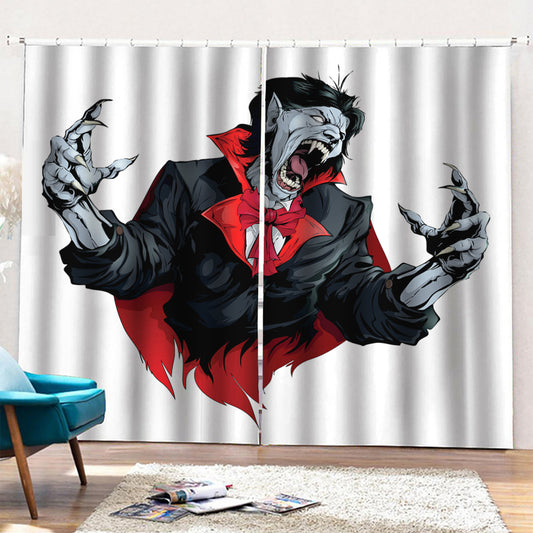 Halloween Evil Vampire Print Pencil Pleat Curtains