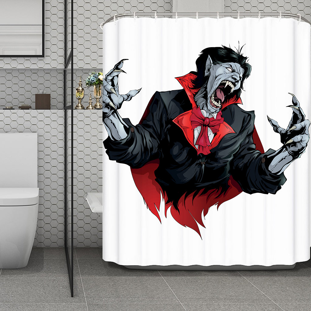 Halloween Evil Vampire Print Polyester Shower Curtain