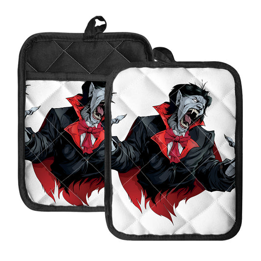 Halloween Evil Vampire Print Pot Holders With Pocket
