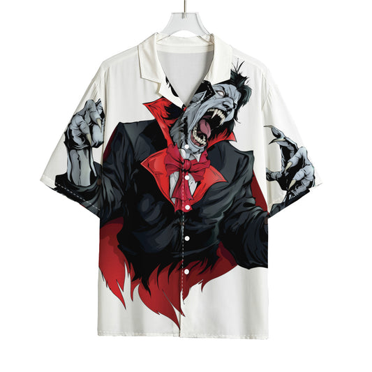 Halloween Evil Vampire Print Rayon Hawaiian Shirt