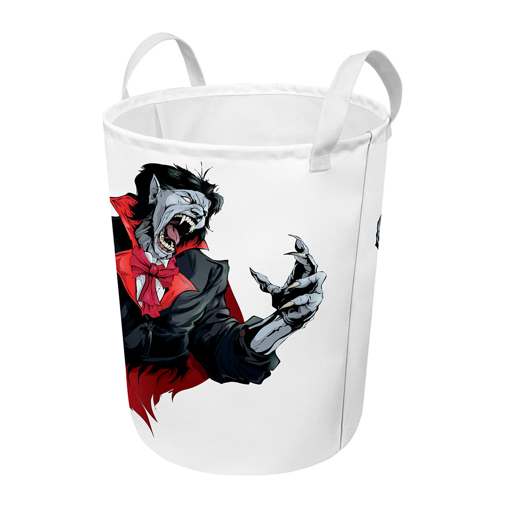 Halloween Evil Vampire Print Round Laundry Basket