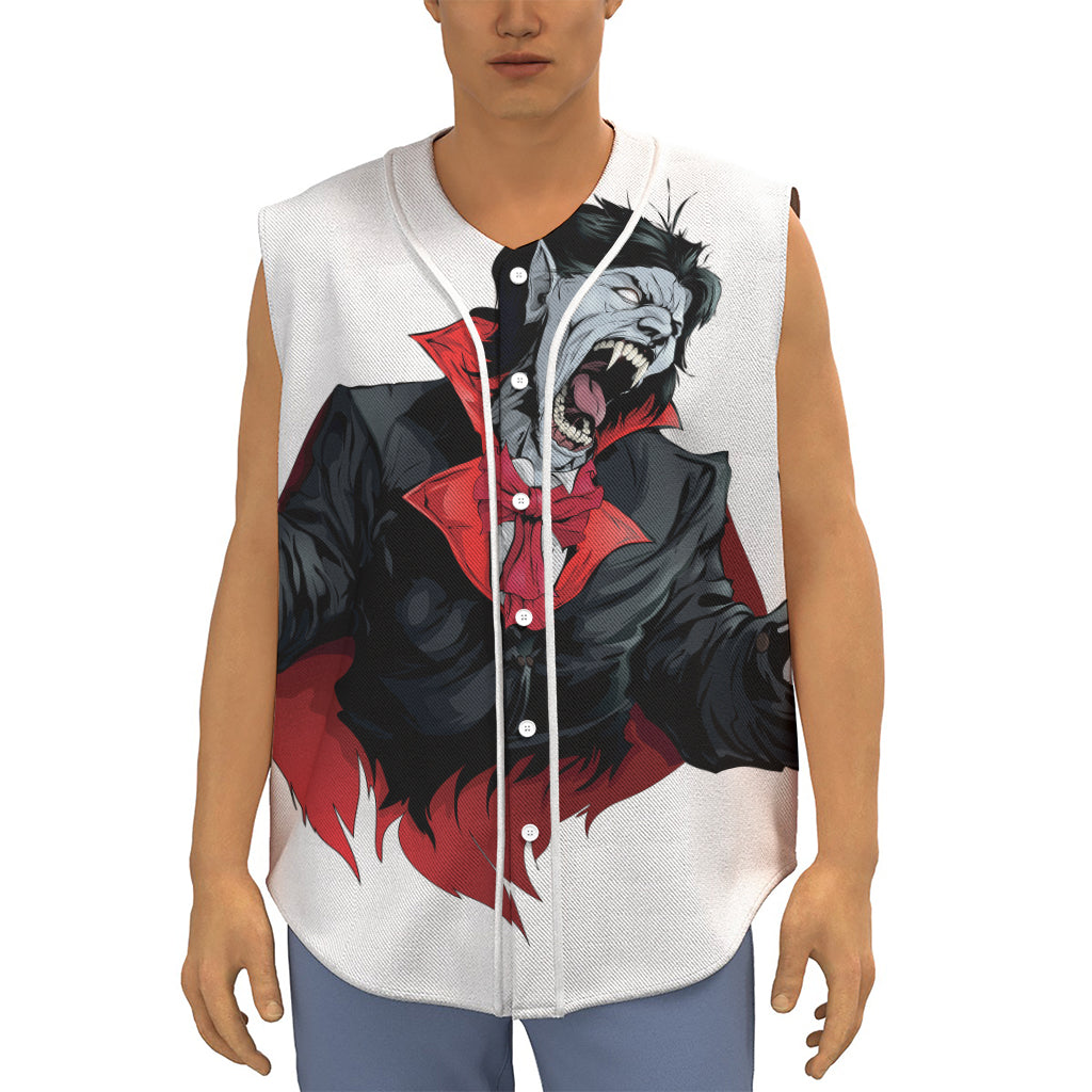 Halloween Evil Vampire Print Sleeveless Baseball Jersey