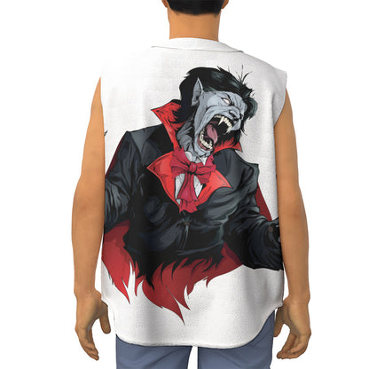 Halloween Evil Vampire Print Sleeveless Baseball Jersey