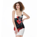 Halloween Evil Vampire Print Sleeveless Bodycon Dress