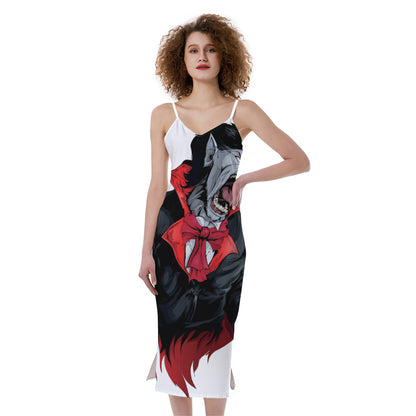 Halloween Evil Vampire Print Slim Fit Midi Cami Dress