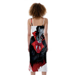 Halloween Evil Vampire Print Slim Fit Midi Cami Dress