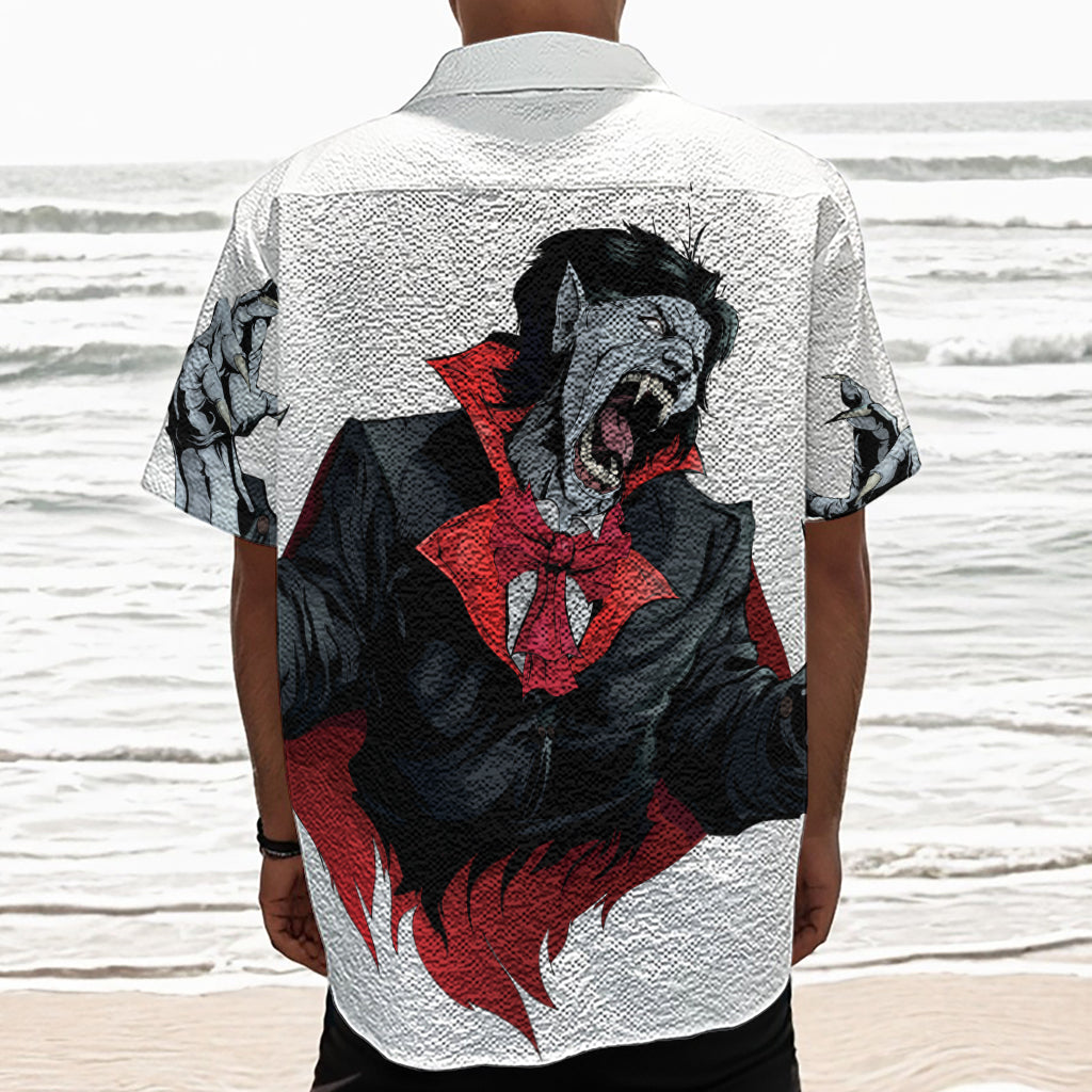 Halloween Evil Vampire Print Textured Short Sleeve Shirt