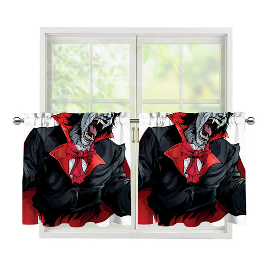 Halloween Evil Vampire Print Tier Curtains