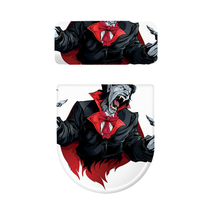 Halloween Evil Vampire Print Toilet Lid And Tank Cover Set