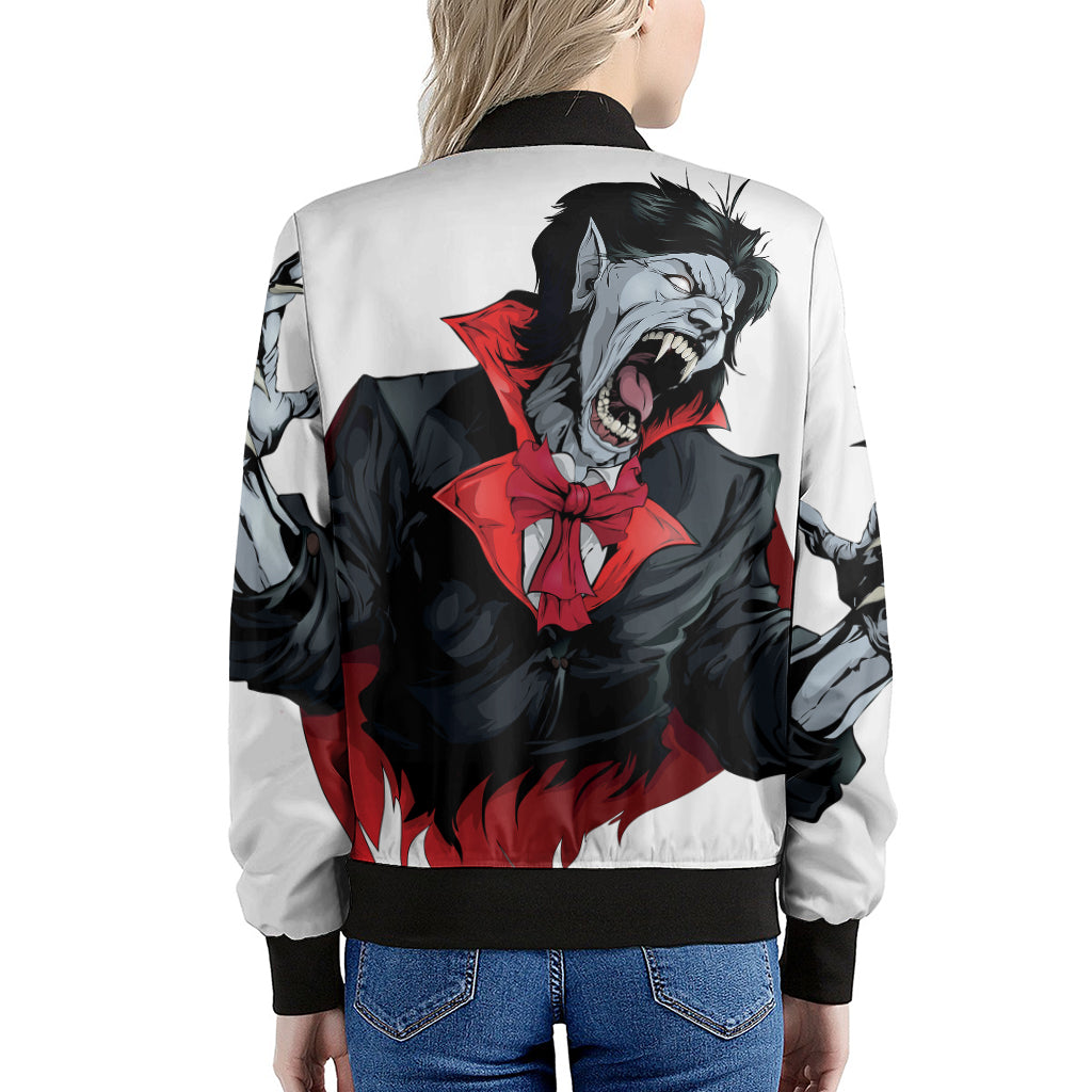 Halloween Evil Vampire Print Women's Bomber Jacket
