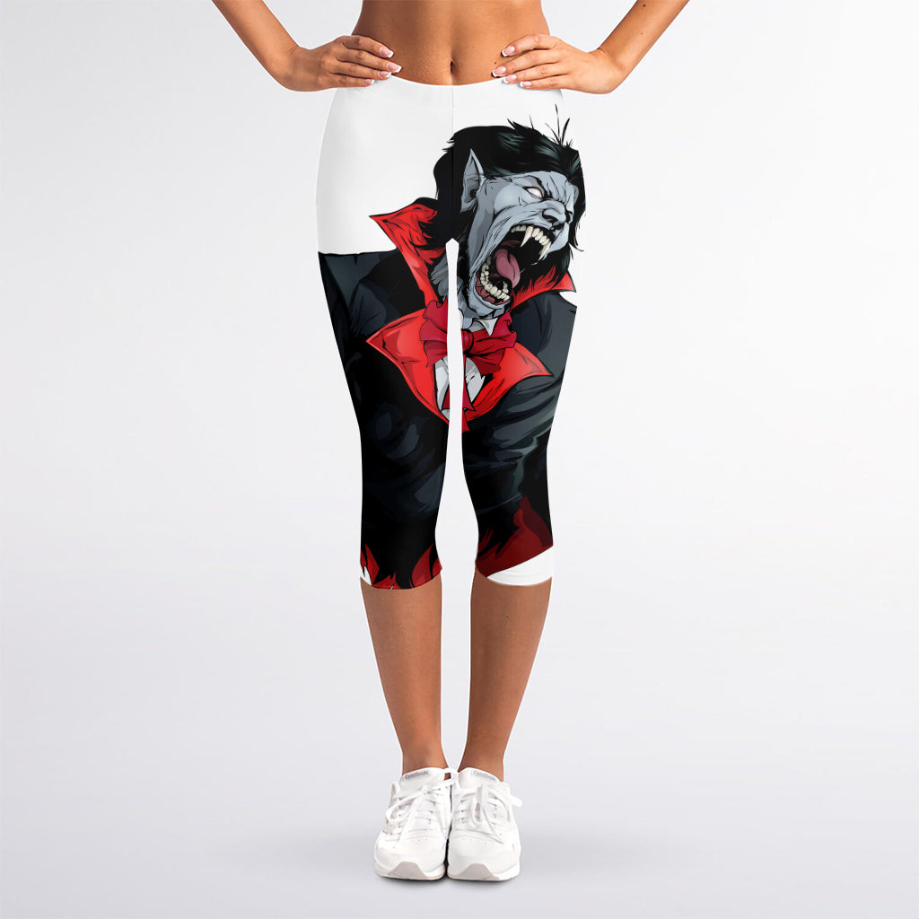 Halloween Evil Vampire Print Women's Capri Leggings