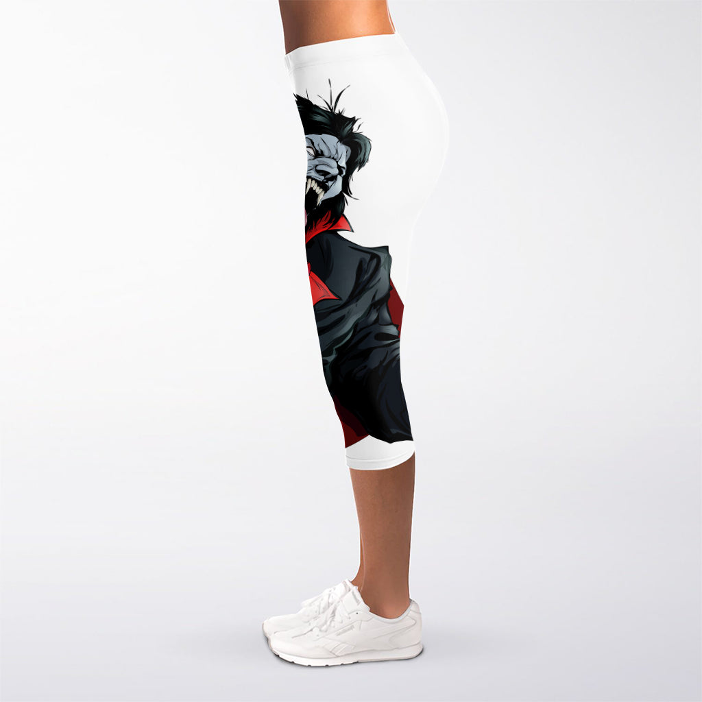 Halloween Evil Vampire Print Women's Capri Leggings