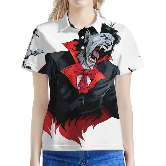 Halloween Evil Vampire Print Women's Polo Shirt