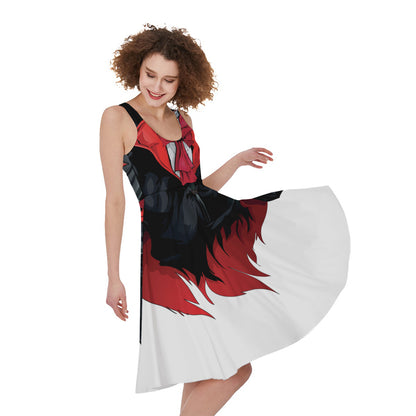 Halloween Evil Vampire Print Women's Sleeveless Dress