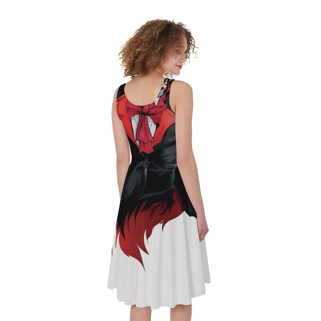 Halloween Evil Vampire Print Women's Sleeveless Dress