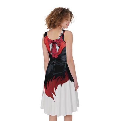 Halloween Evil Vampire Print Women's Sleeveless Dress