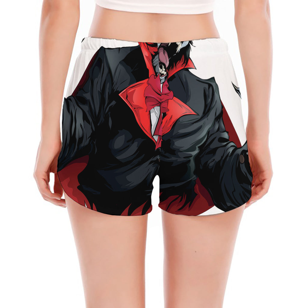 Halloween Evil Vampire Print Women's Split Running Shorts