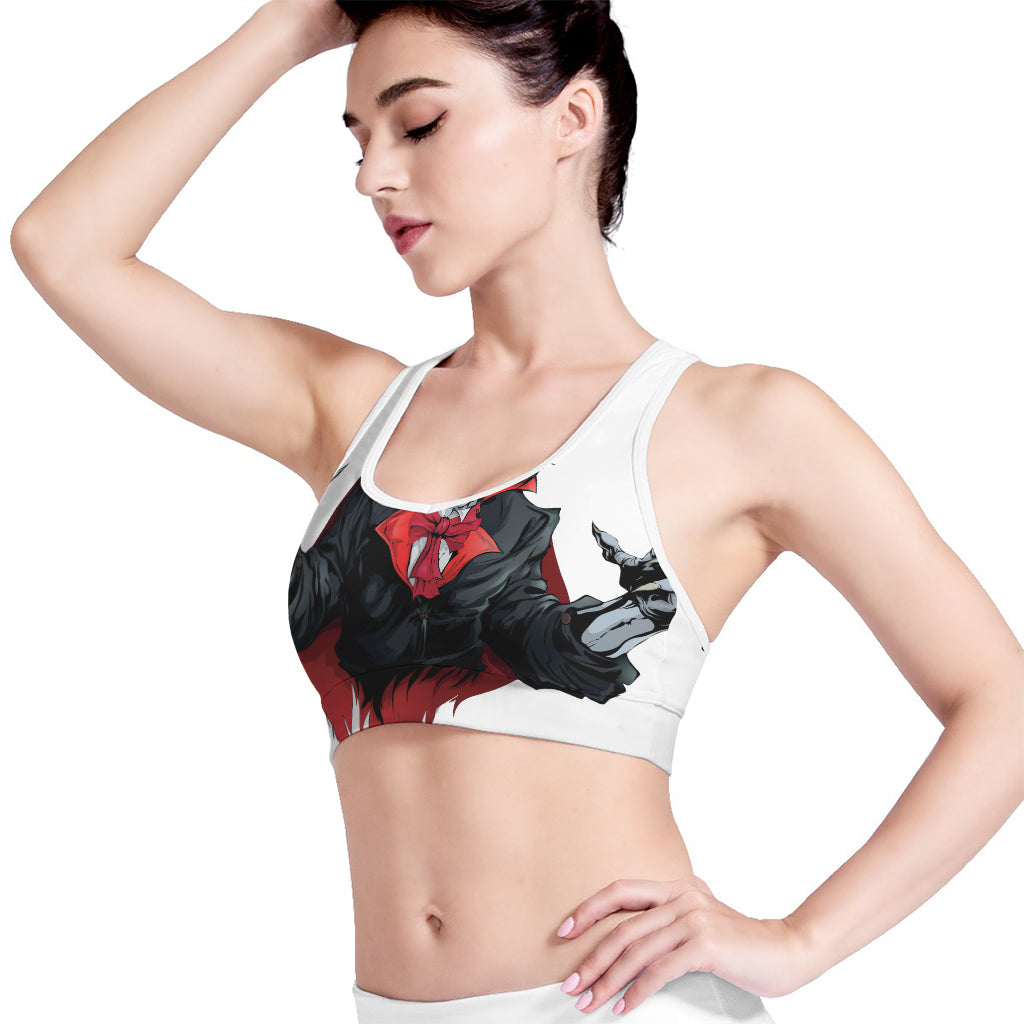Halloween Evil Vampire Print Women's Sports Bra