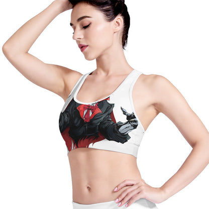 Halloween Evil Vampire Print Women's Sports Bra