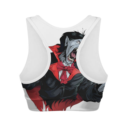 Halloween Evil Vampire Print Women's Sports Bra