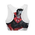 Halloween Evil Vampire Print Women's Sports Bra