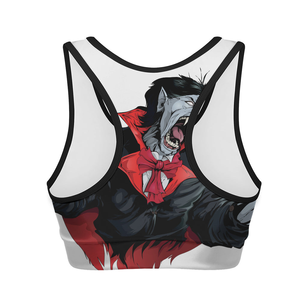 Halloween Evil Vampire Print Women's Sports Bra