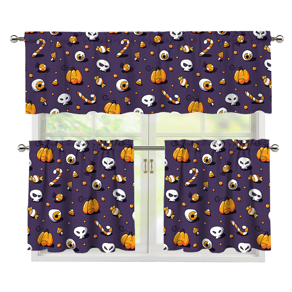 Halloween Eyeball Pattern Print 3 Piece Kitchen Curtains