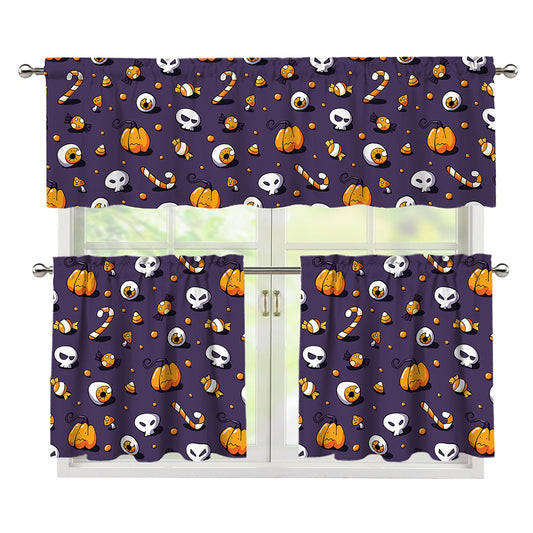 Halloween Eyeball Pattern Print 3 Piece Kitchen Curtains