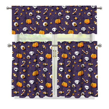 Halloween Eyeball Pattern Print 3 Piece Kitchen Curtains