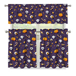 Halloween Eyeball Pattern Print 3 Piece Kitchen Curtains
