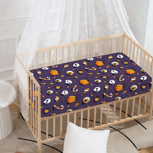 Halloween Eyeball Pattern Print Baby Crib Sheet