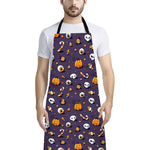 Halloween Eyeball Pattern Print Bib Apron With Pocket