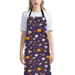 Halloween Eyeball Pattern Print Bib Apron With Pocket