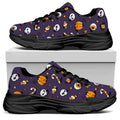 Halloween Eyeball Pattern Print Black Chunky Shoes