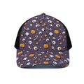 Halloween Eyeball Pattern Print Black Mesh Trucker Hat