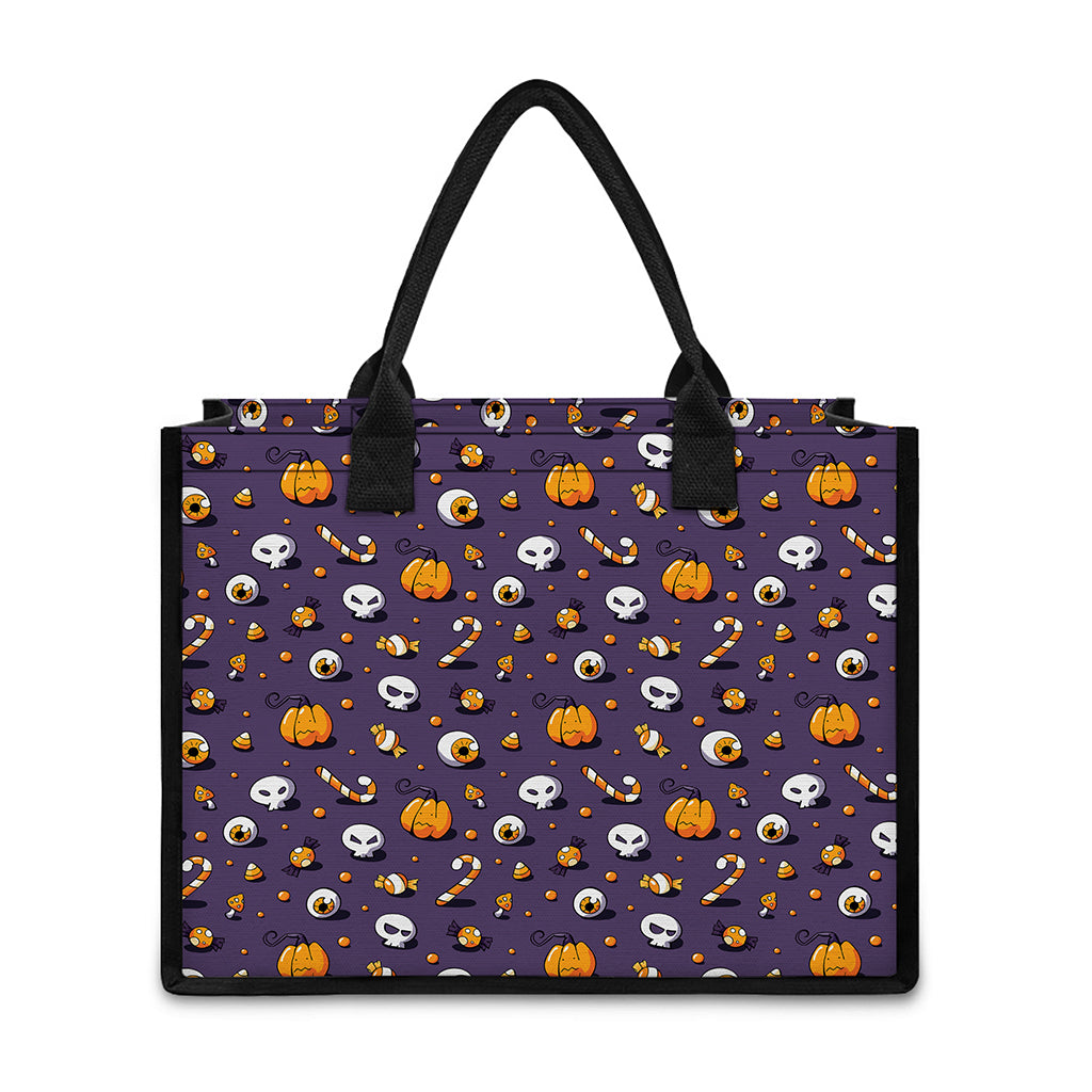 Halloween Eyeball Pattern Print Canvas Tote Bag