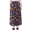 Halloween Eyeball Pattern Print Chiffon Maxi Skirt