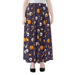 Halloween Eyeball Pattern Print Chiffon Maxi Skirt