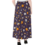 Halloween Eyeball Pattern Print Chiffon Maxi Skirt