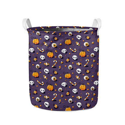 Halloween Eyeball Pattern Print Collapsible Laundry Basket